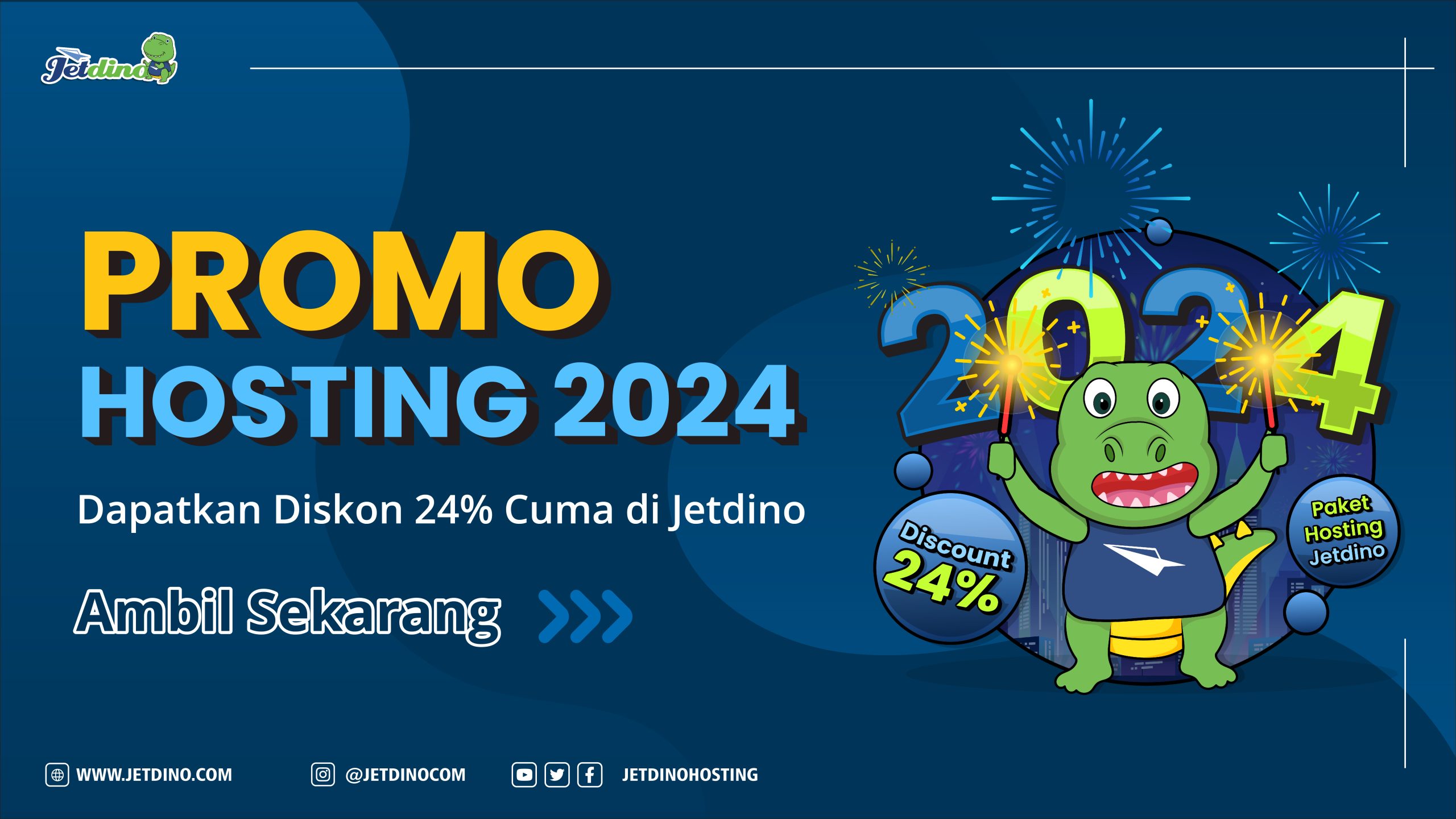 Promo Hosting 2024, Dapatkan Diskon 24% Cuma di Jetdino Ambil Sekarang!